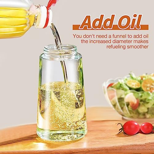 YARRAMATE Oil Sprayer for Cooking, 2 in 1 Olive Oil Dispenser Bottle for Kitchen, 17oz/500ml Premium Glass Oil Bottle, Food-grade Oil Mister for Air Fryer, Salad, Frying, BBQ (Creamy White)