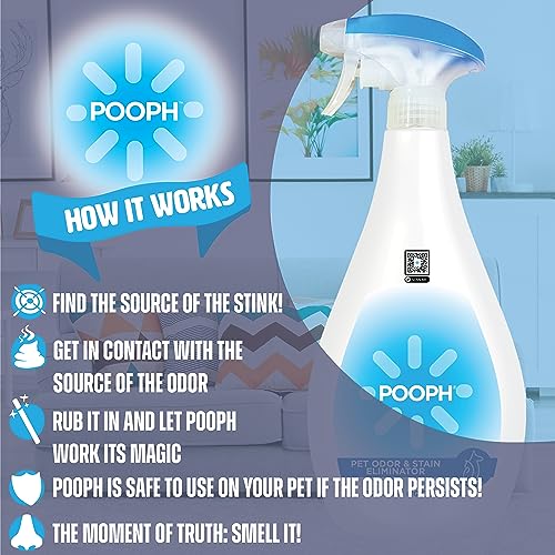 Pooph Pet Odor Eliminator, 32oz Spray - Dismantles Odors on a Molecular Basis, Dogs, Cats, Freshener, Urine, Poop, Pee, Deodorizer, Natures, Puppy, Fresh, Clean, Furniture, Potty, Safe