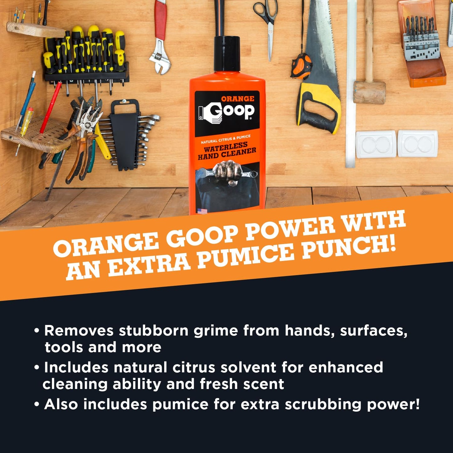 Orange Goop Liquid with Pumice Multi-Purpose Waterless Hand Cleaner - 16 oz Flip-Top Bottle