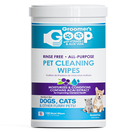 Groomer’s Goop Rinse Free All-Purpose Pet Cleaning Wipes - 150 Count