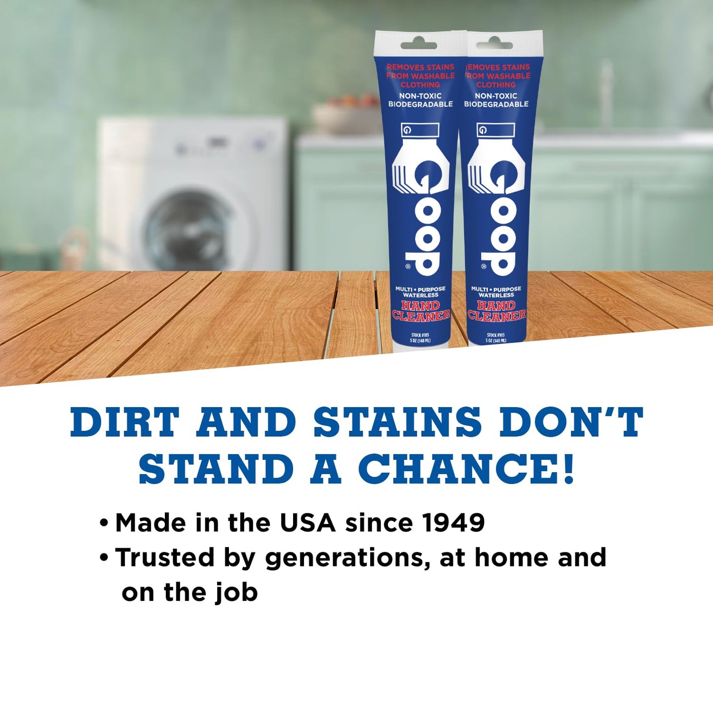 Original Goop Multi-Purpose Waterless Hand Cleaner and Stain Remover - 5 oz Tube (Pack of 2)