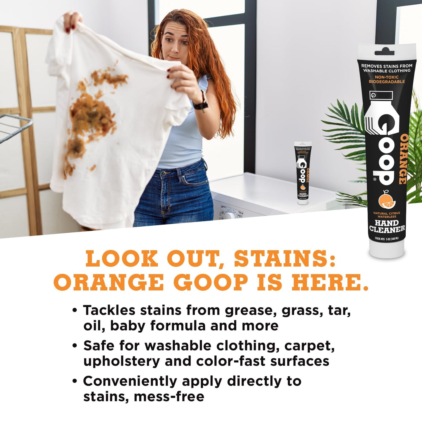 GOOP Orange Multi-Purpose Waterless Hand Cleaner and Stain Remover - 5 oz Tube