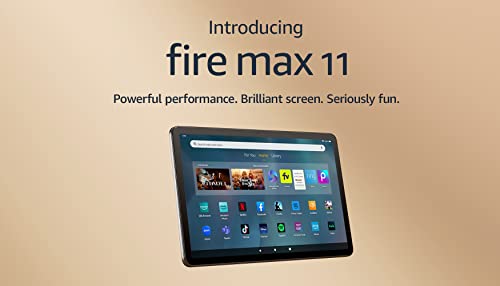 Introducing Amazon Fire Max 11 tablet, our most powerful tablet yet, vivid 11" display, octa-core processor, 4 GB RAM, 14-hour battery life, 64 GB, Gray